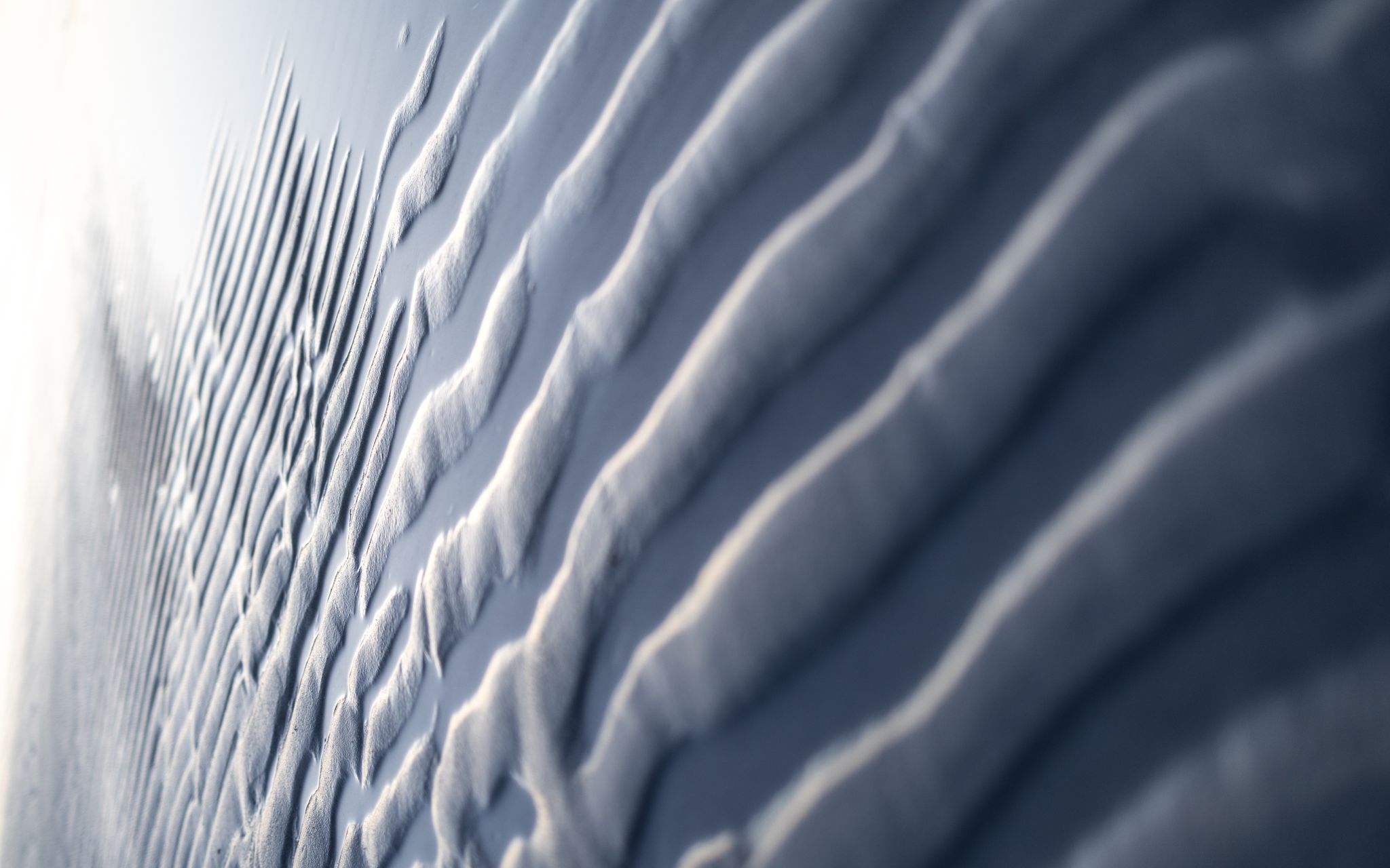 A detailed view of an abstract smooth textured surface with light and shadows enhancing depth.